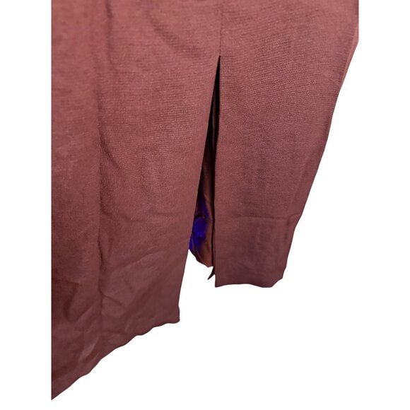 Ann Taylor Womens Midi Dress Size 14 Burgundy V-Neck Short Flutter Sleeves Back - Picture 5 of 12